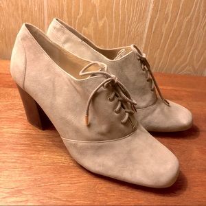 Lands’ End lace up suede heels